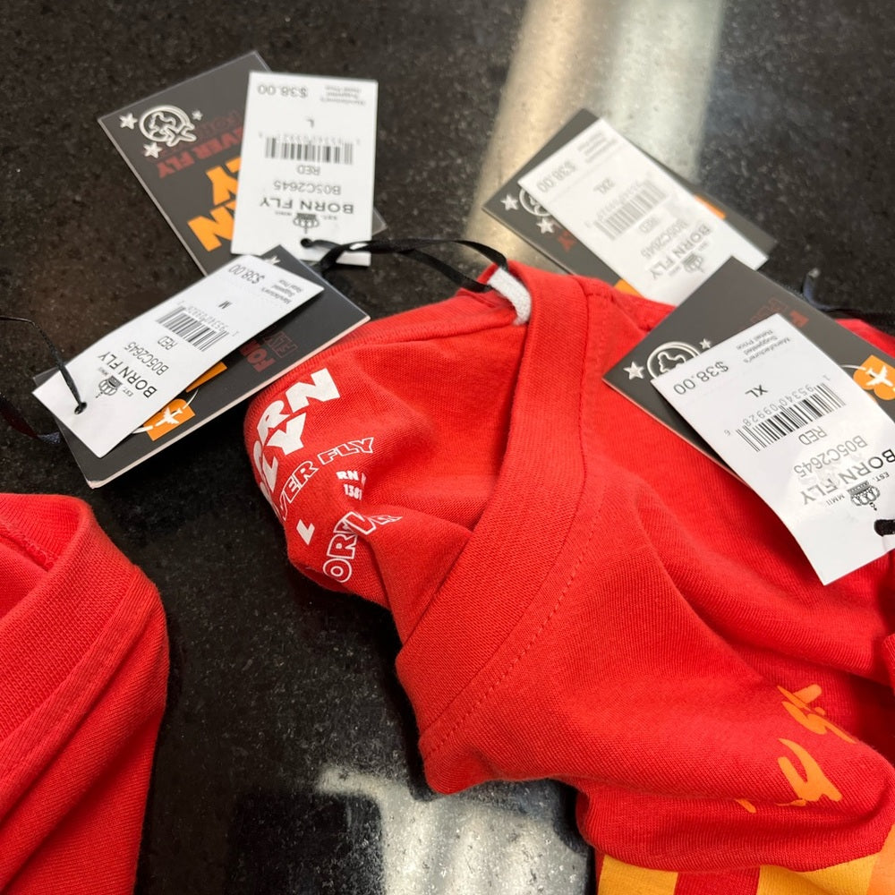 Born fly logo tee Sz Various