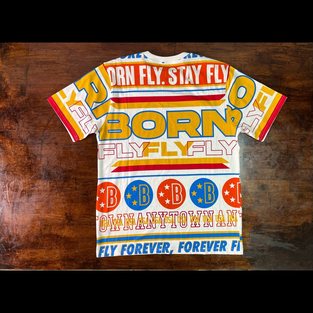 Born fly logo tee Sz Various