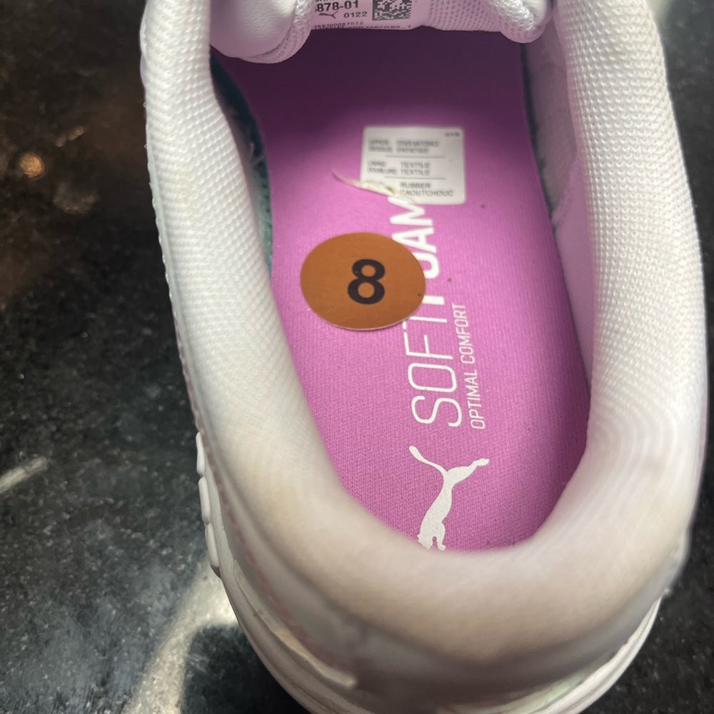 Puma lows white/ pink sz 8 womens