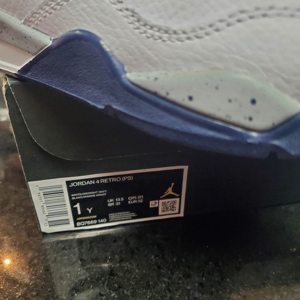 Sz 1 Jordan retro 4s white & navy