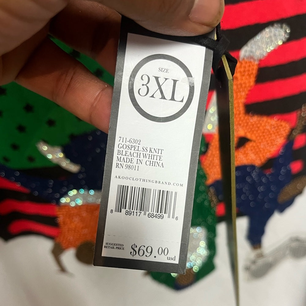 Akoo knit gospel knit tee Sz 3xl