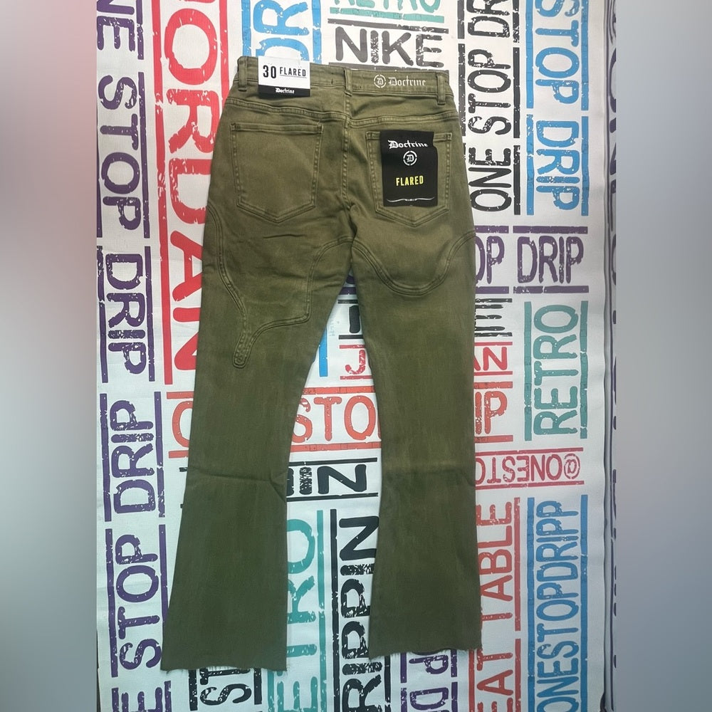 Sz Various Olive green denim solid stacks jeans