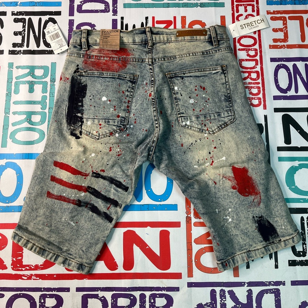 Sz Various paint splash evolution Jean shorts