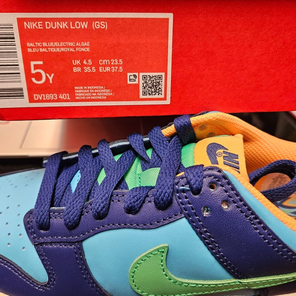 Nike Dunk Low "Baltic Blue/Electric Algae/Deep Royal" Grade School sz various