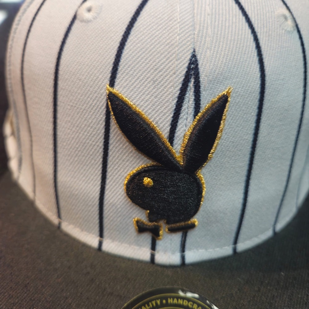 Sz 7 1/2 pin stripes bunny fitted cap