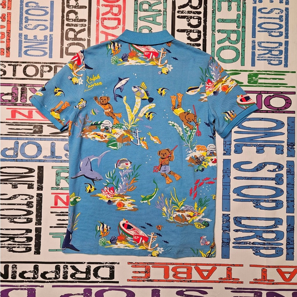 Polo Ralph Lauren Bear Cotton Mesh Short Sleeve Polo Shirt sz. Small