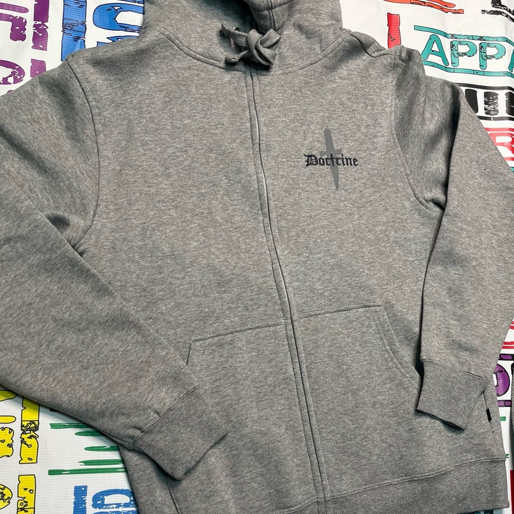 Doctrine logo hoodie Sz various gray superior quality
