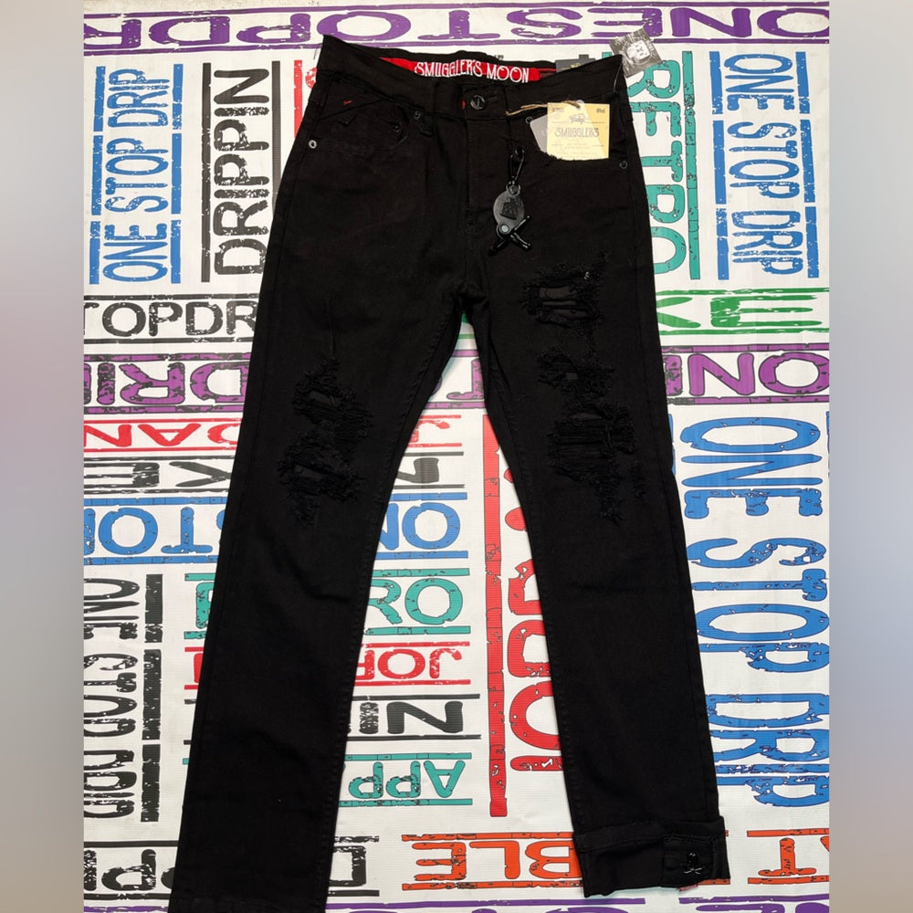 Black smugglers moon ripped denim Sz various