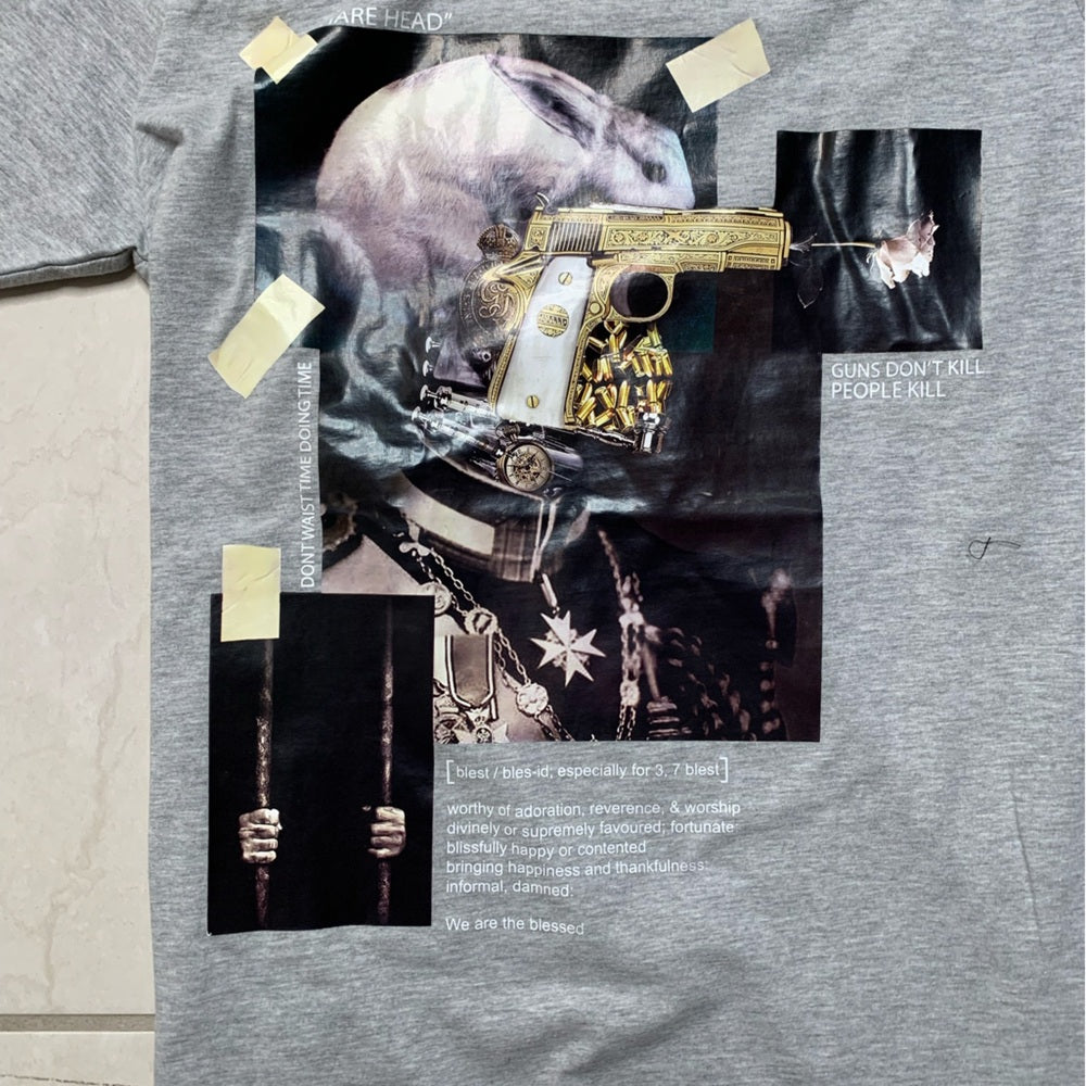 Blessed graphic tee Sz medium gray