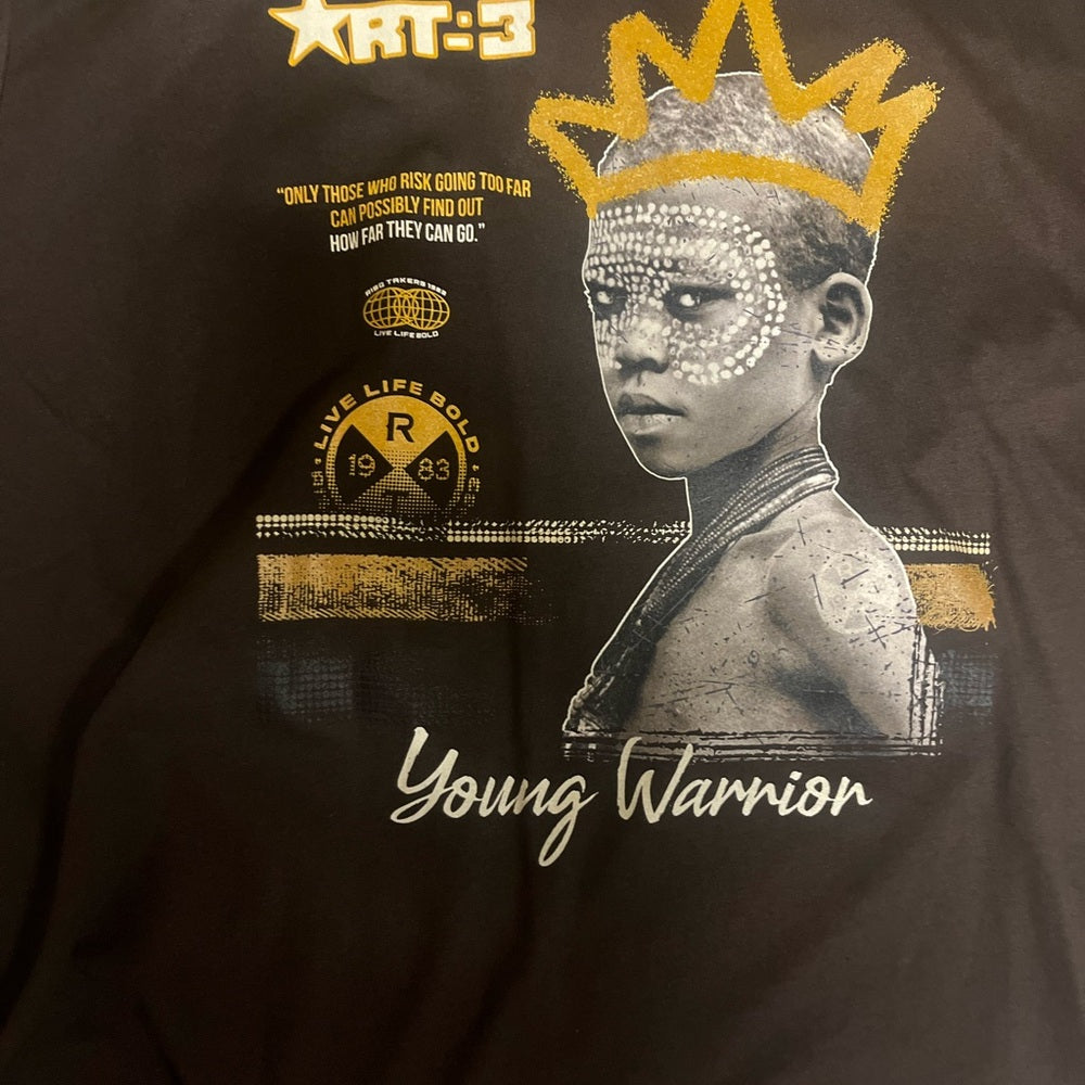 Men's Brown Graphic T-Shirt young warrior