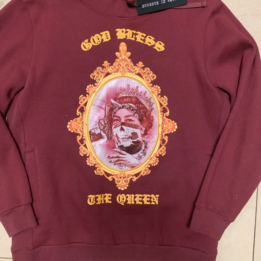 Maroon Graphic Hoodie god bless sz xl