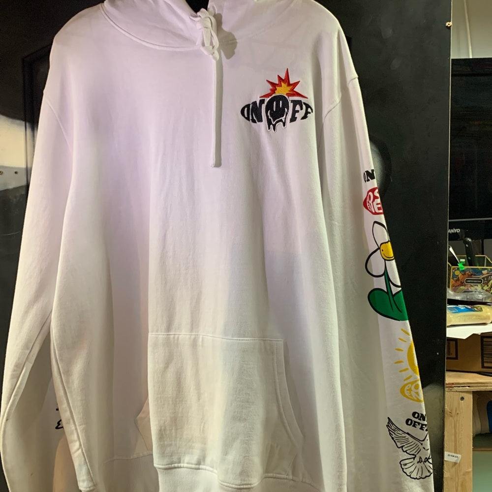 White Graphic Hoodie Sz xl