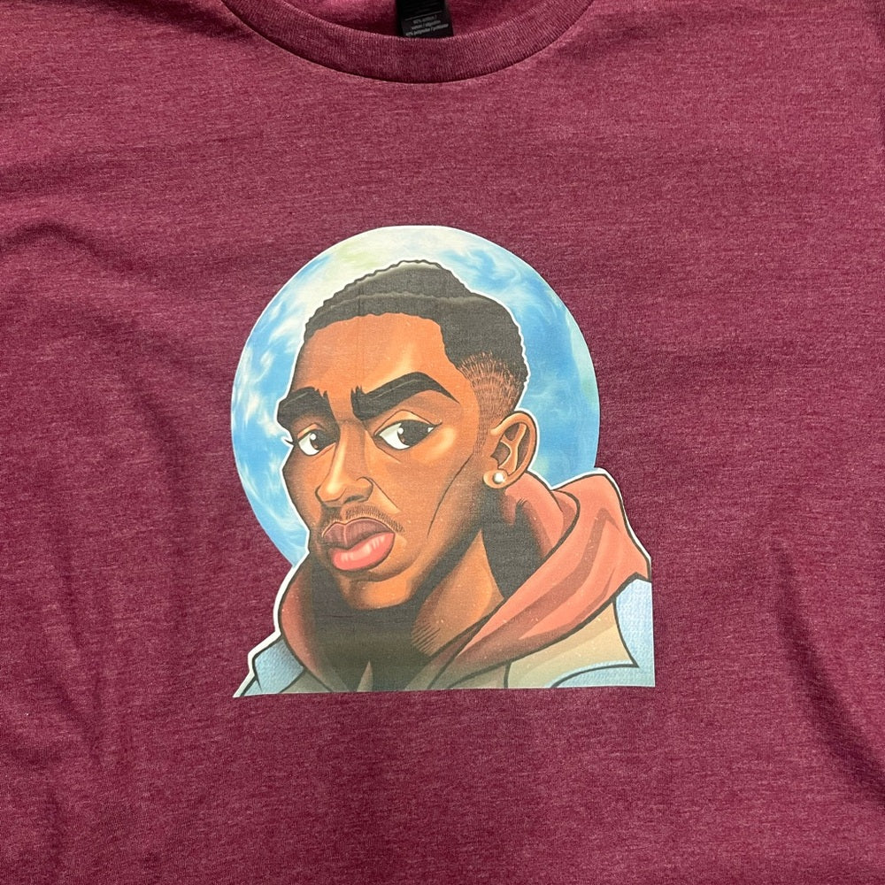 Burgundy 2pac cartoon Graphic T-Shirt sz various