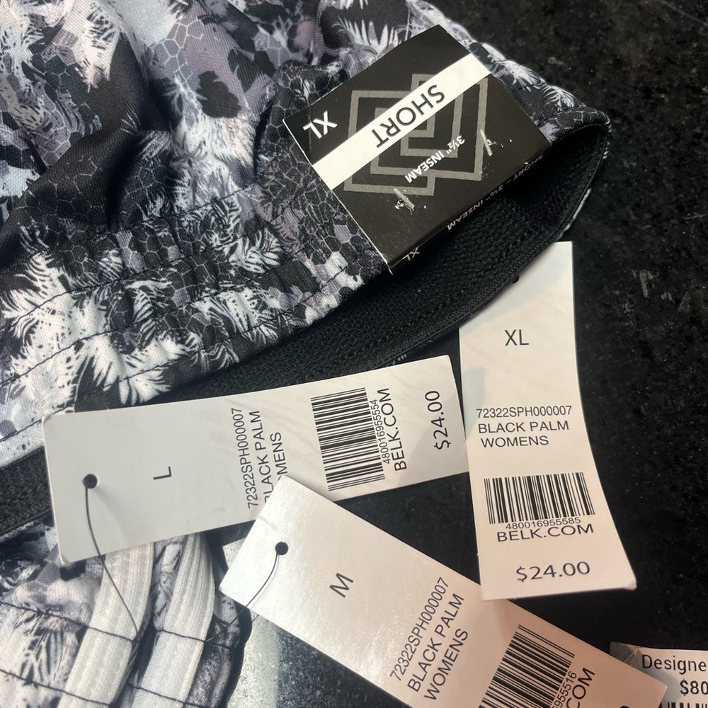 Women's Black and White Patterned Shorts