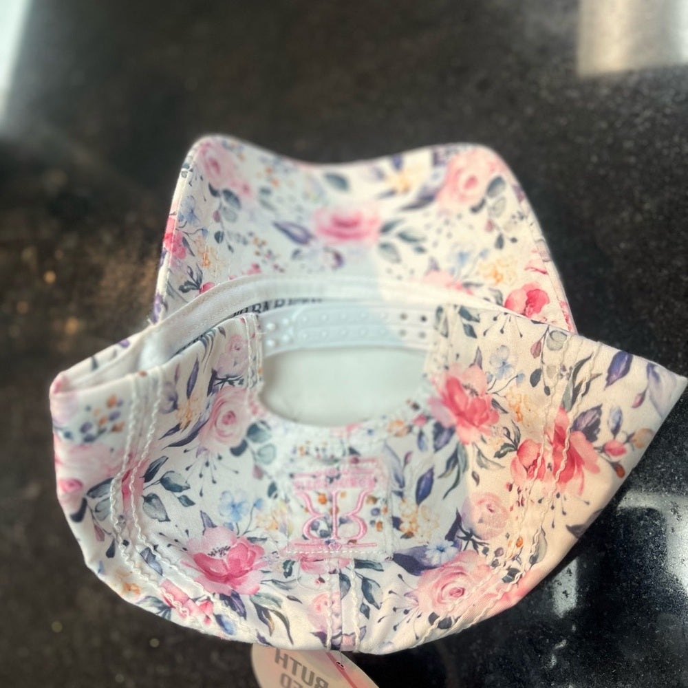 Robin Ruth Miami Embroidered Floral Cap - Pink and White