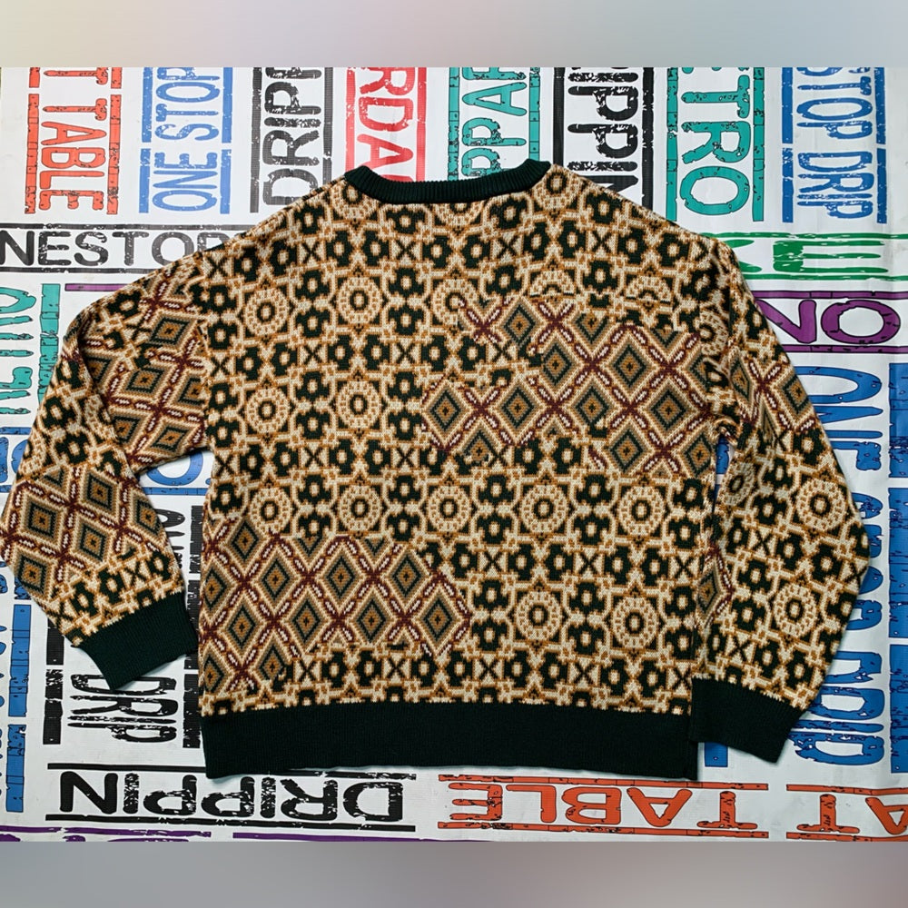 Smoke rise Sz 2xl Patterned Sweater with Green Accents