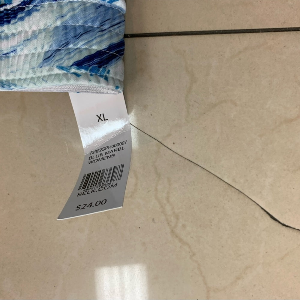 Women's Blue Marble Print Shorts