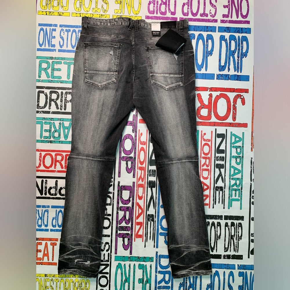 Men's Distressed Black Jeans smoke rise jeans Sz 38