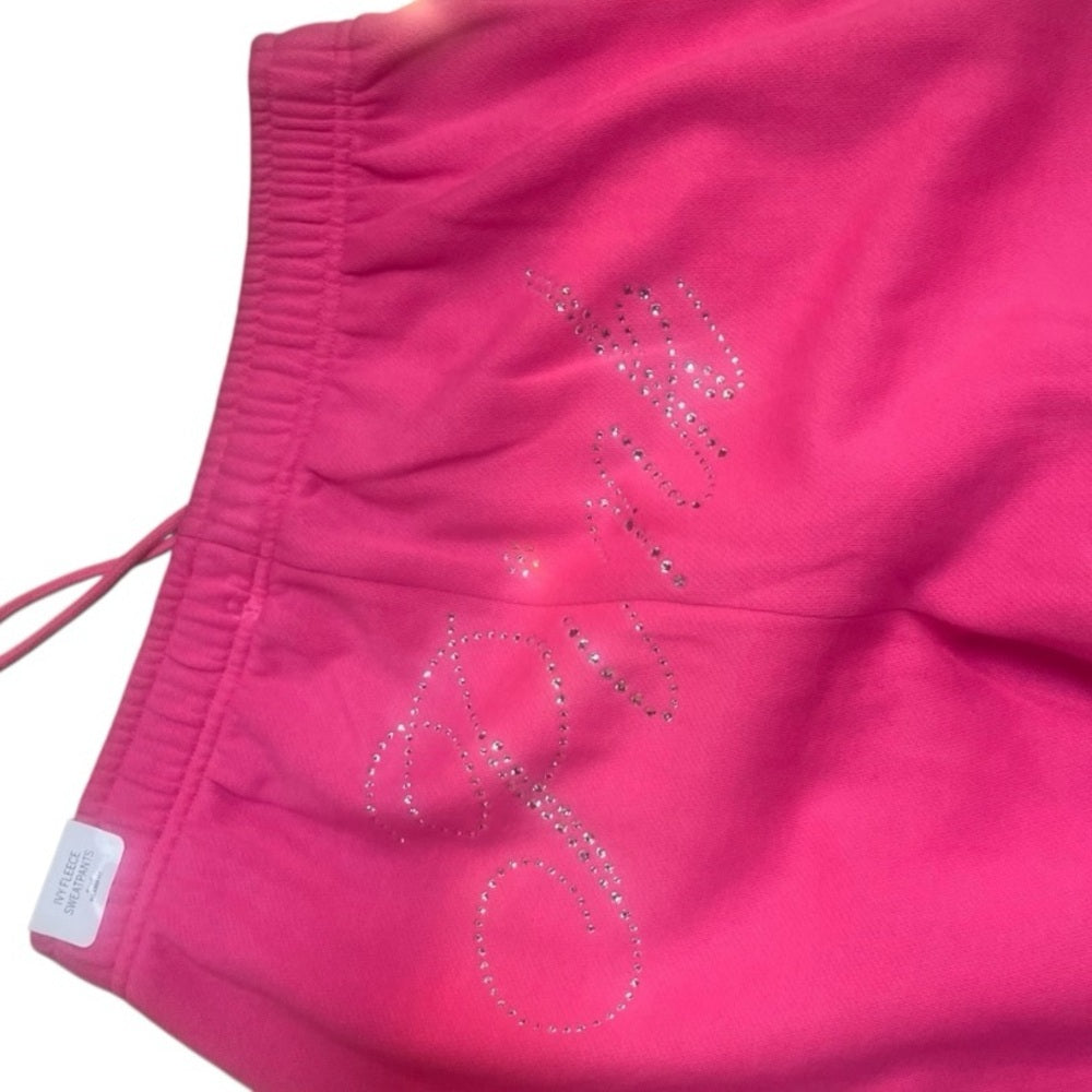Rhinestone Pink logo pink solid joggers sz various