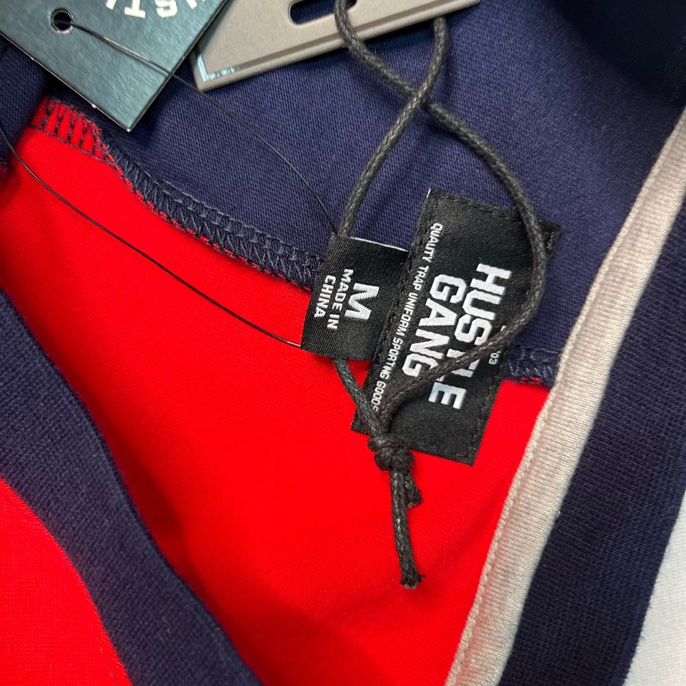Sz M Hustle Gang Navy and Red Graphic Tee