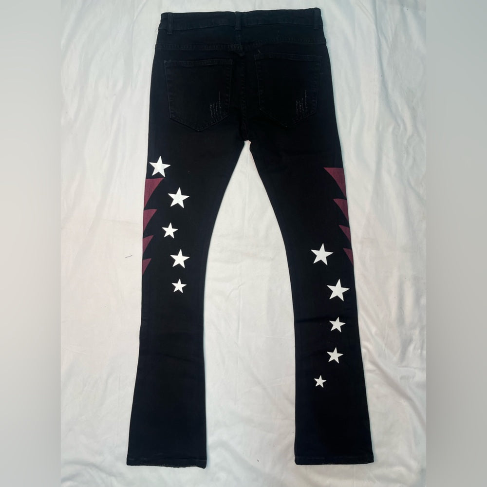 N.A.S Black Wash Jeans with Purple Wings