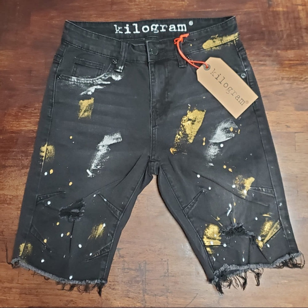 Black gold denim shorts sz Various