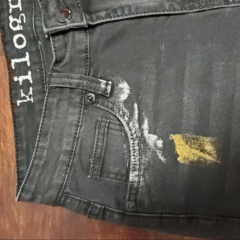 Black gold denim shorts sz Various