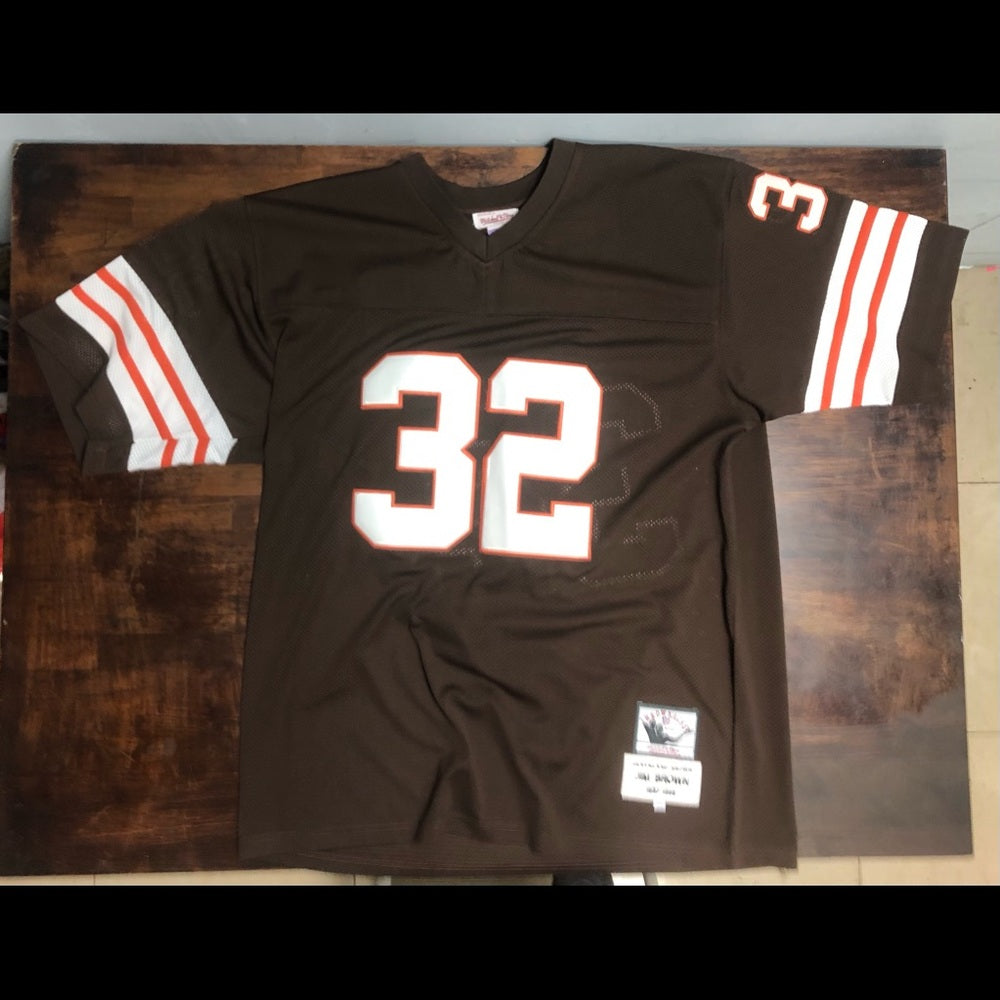 Sz 58 Jim brown throwback authentic jersey
