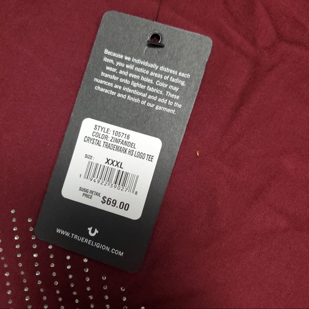 True Religion Rymstone tee sz various burgundy