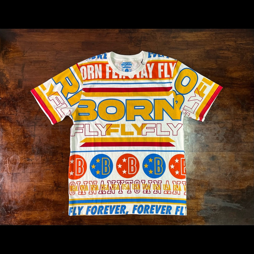 Born fly logo tee Sz Various