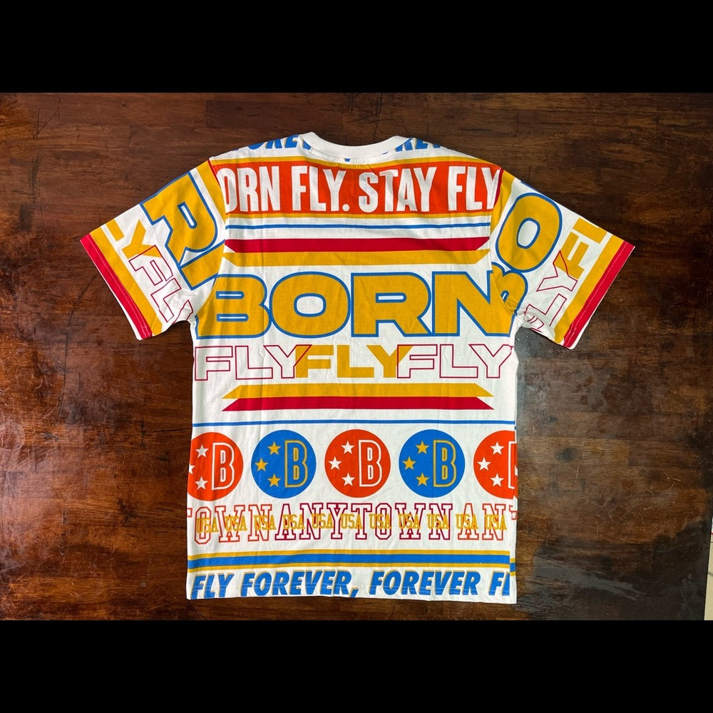 Born fly logo tee Sz Various