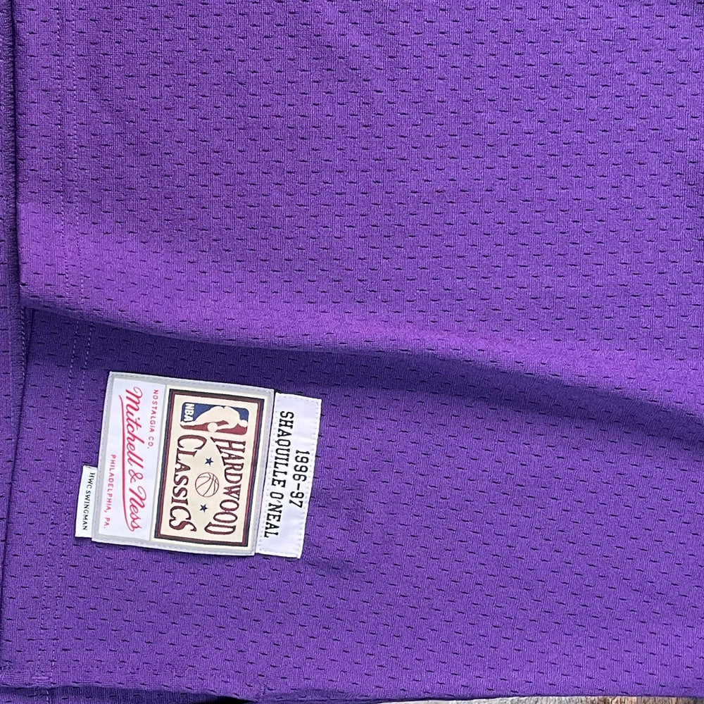 Sz 3xl Mens Mitchell & Ness NBA CNY Swingman Jersey Lakers 96 Shaquille O'Neal