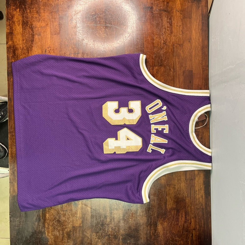 Sz 3xl Mens Mitchell & Ness NBA CNY Swingman Jersey Lakers 96 Shaquille O'Neal