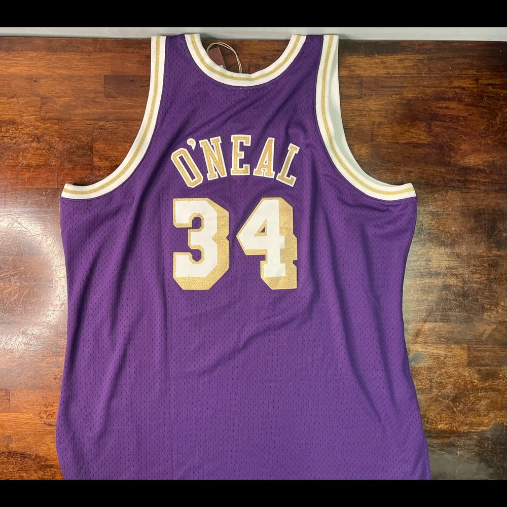 Sz 3xl Mens Mitchell & Ness NBA CNY Swingman Jersey Lakers 96 Shaquille O'Neal