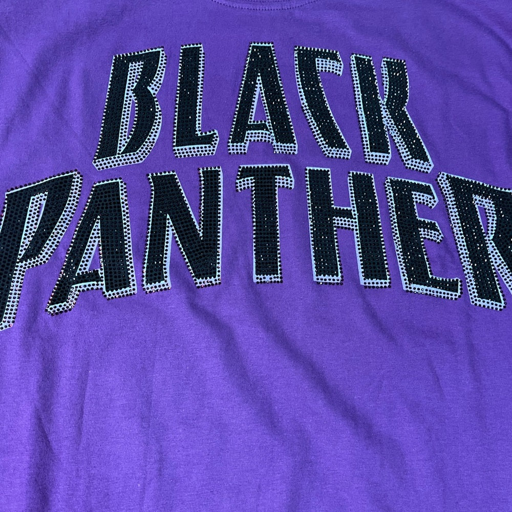 Black panther rhymestone tee Sz Various
