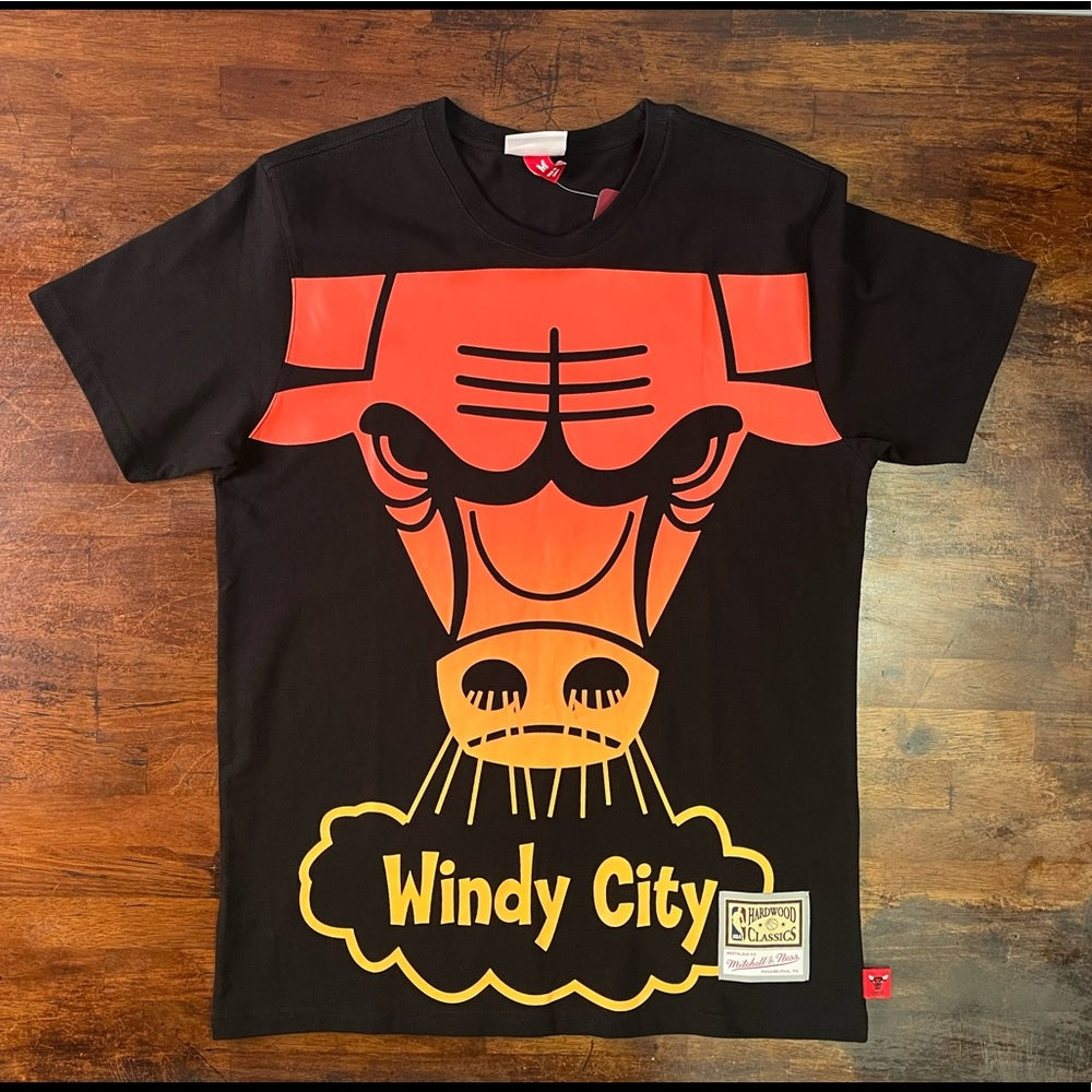 Chicago Bulls Mitchell & Ness Black Flames T-Shirt