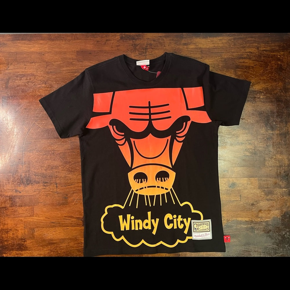 Chicago Bulls Mitchell & Ness Black Flames T-Shirt