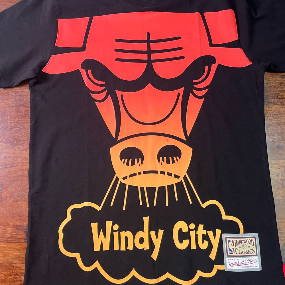 Chicago Bulls Mitchell & Ness Black Flames T-Shirt