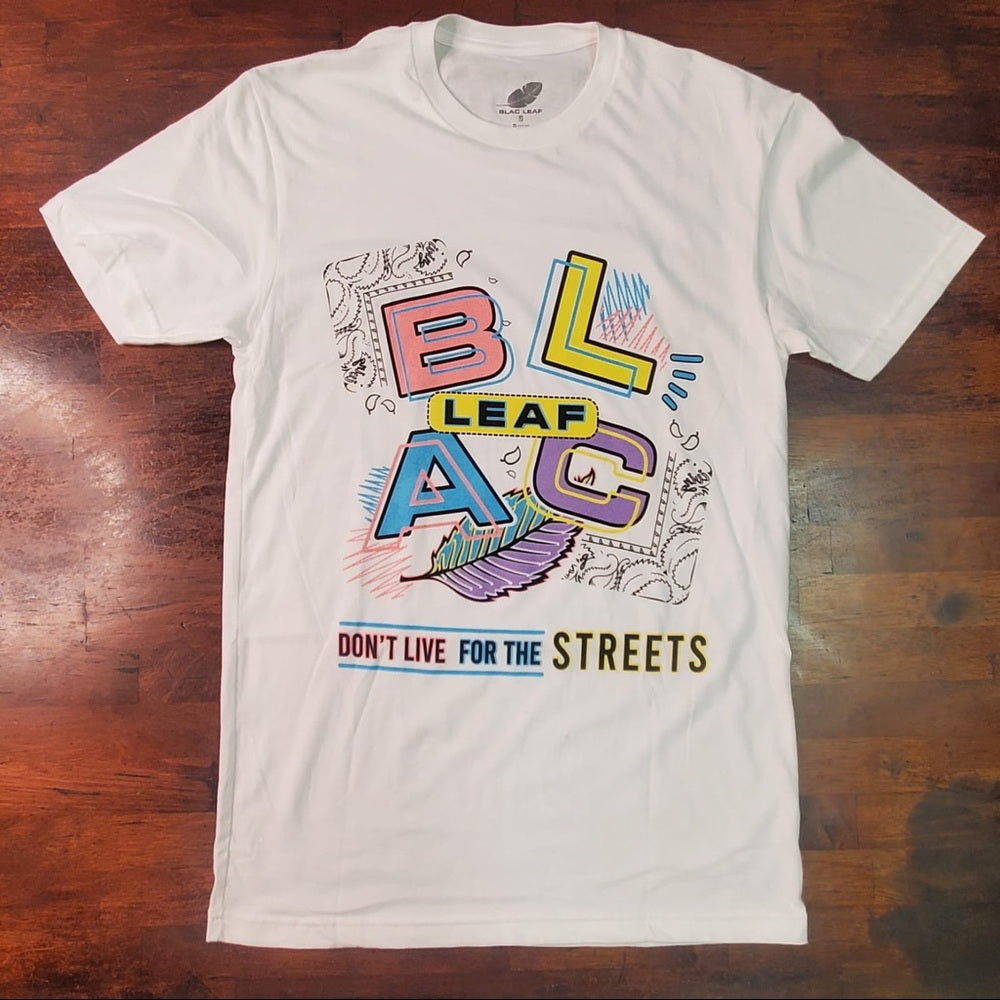 Sz Various blac leaf tee white