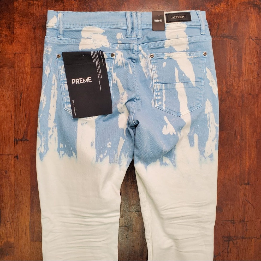 Blue jean acid wash stack denim Sz various