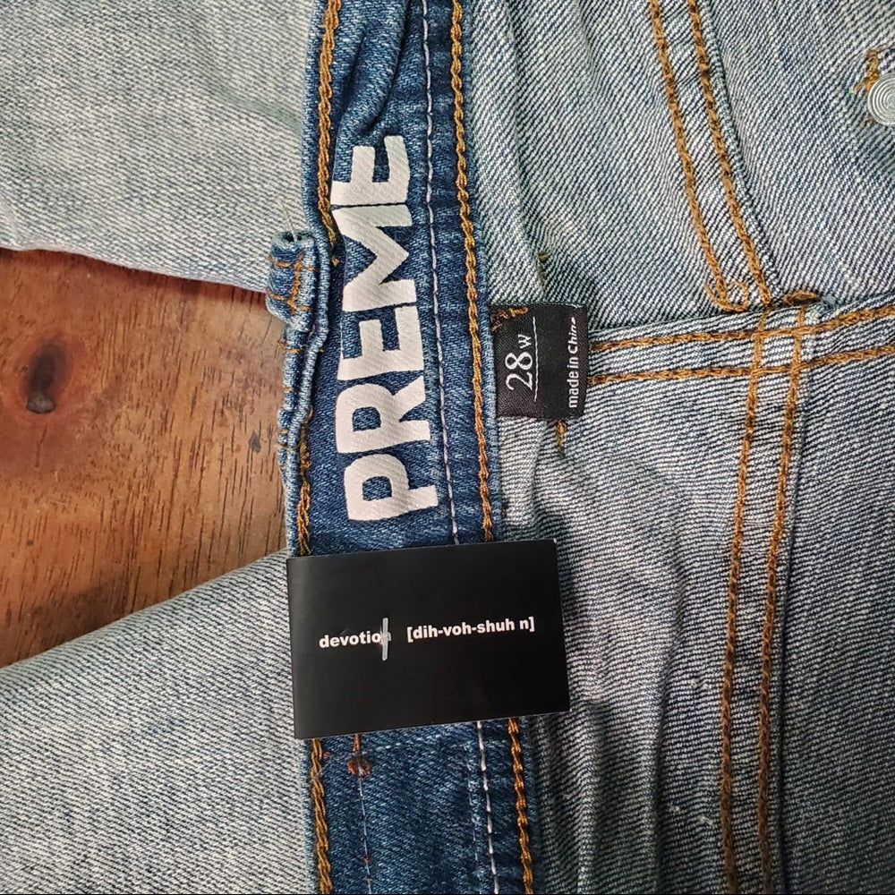 Blue jean acid wash stack denim Sz various