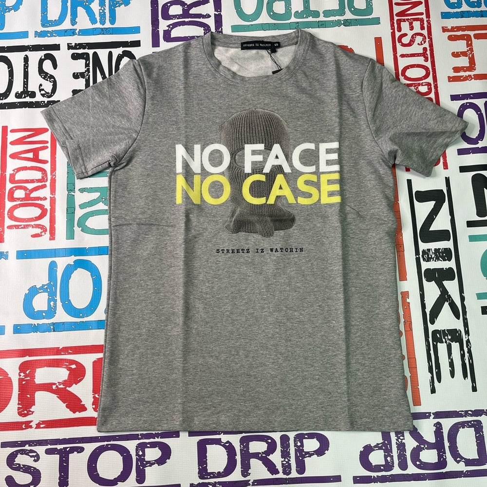 No face no case tee Sz Various gray lime