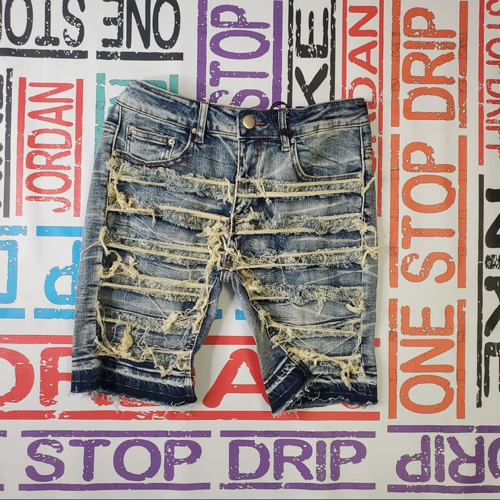 Sz Various ripped jean shorts denim blue