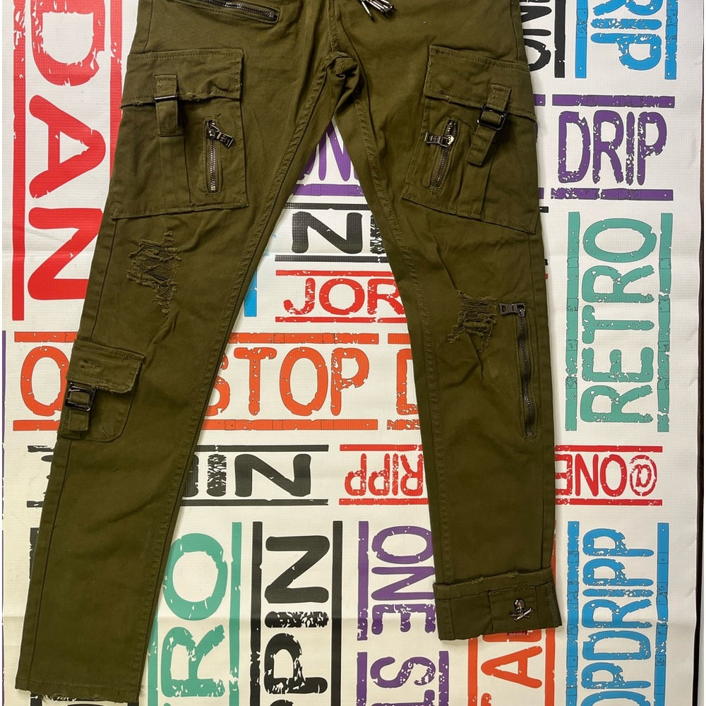 Olive smugglers moon pocket zip jeans sz various