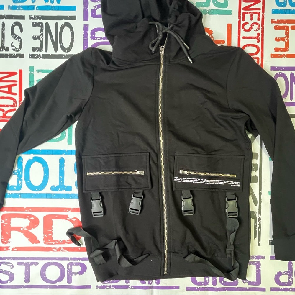 Sz Various zip buckle jacket black