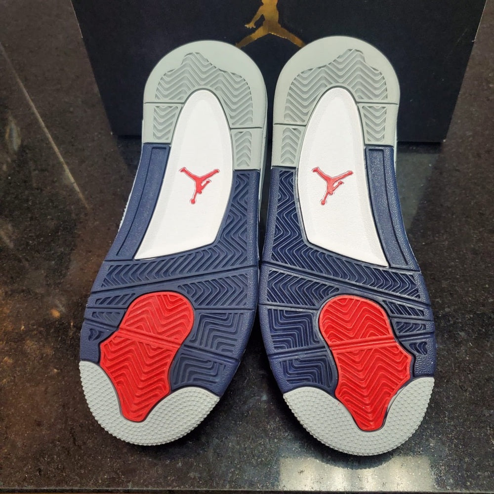 Sz 1 Jordan retro 4s white & navy