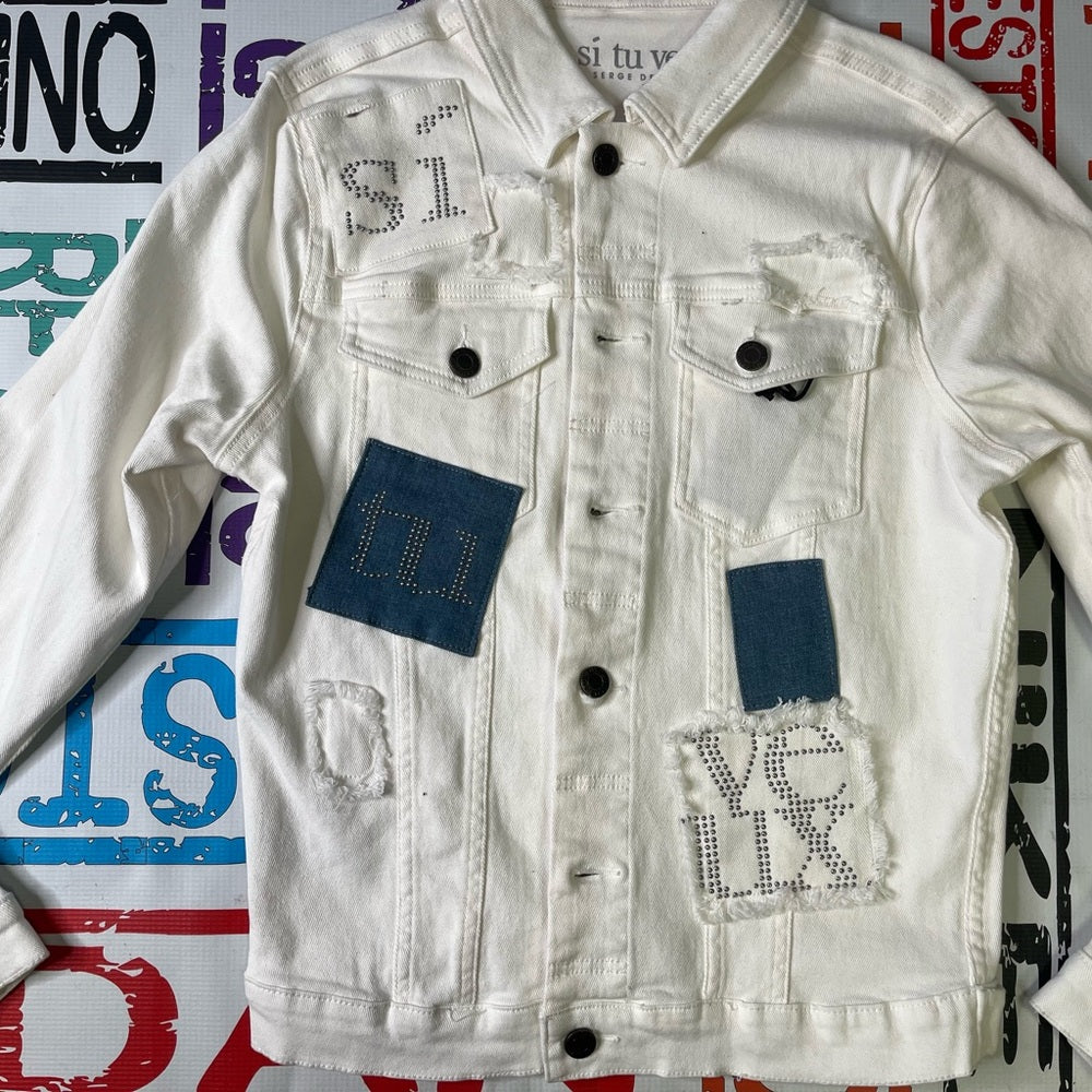 2 Piece denim set white & blue Sz various