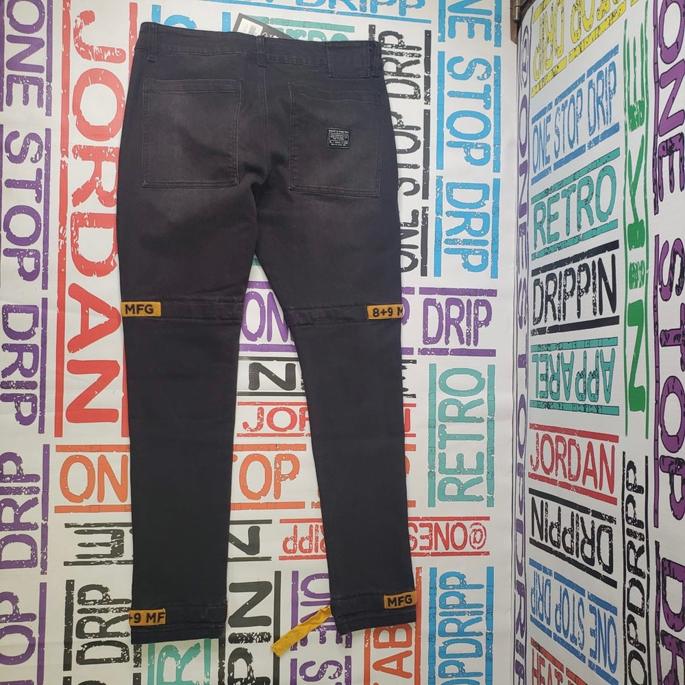 Strapped Up Slim Utility Jeans Denim Gold Straps