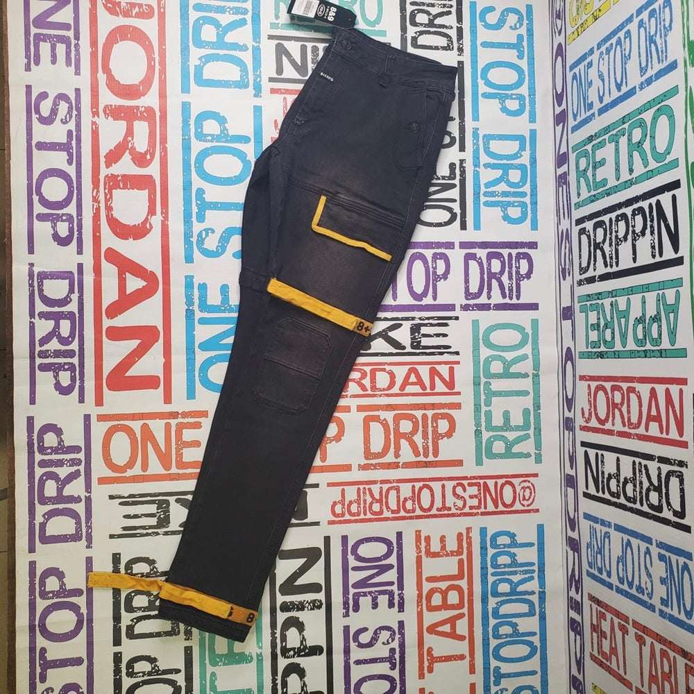 Strapped Up Slim Utility Jeans Denim Gold Straps