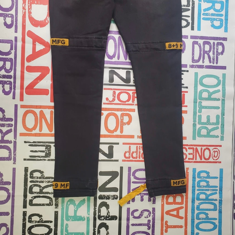 Strapped Up Slim Utility Jeans Denim Gold Straps